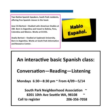 FREE Spanish Lessons! 6:30 - 8:30 pm Mondays